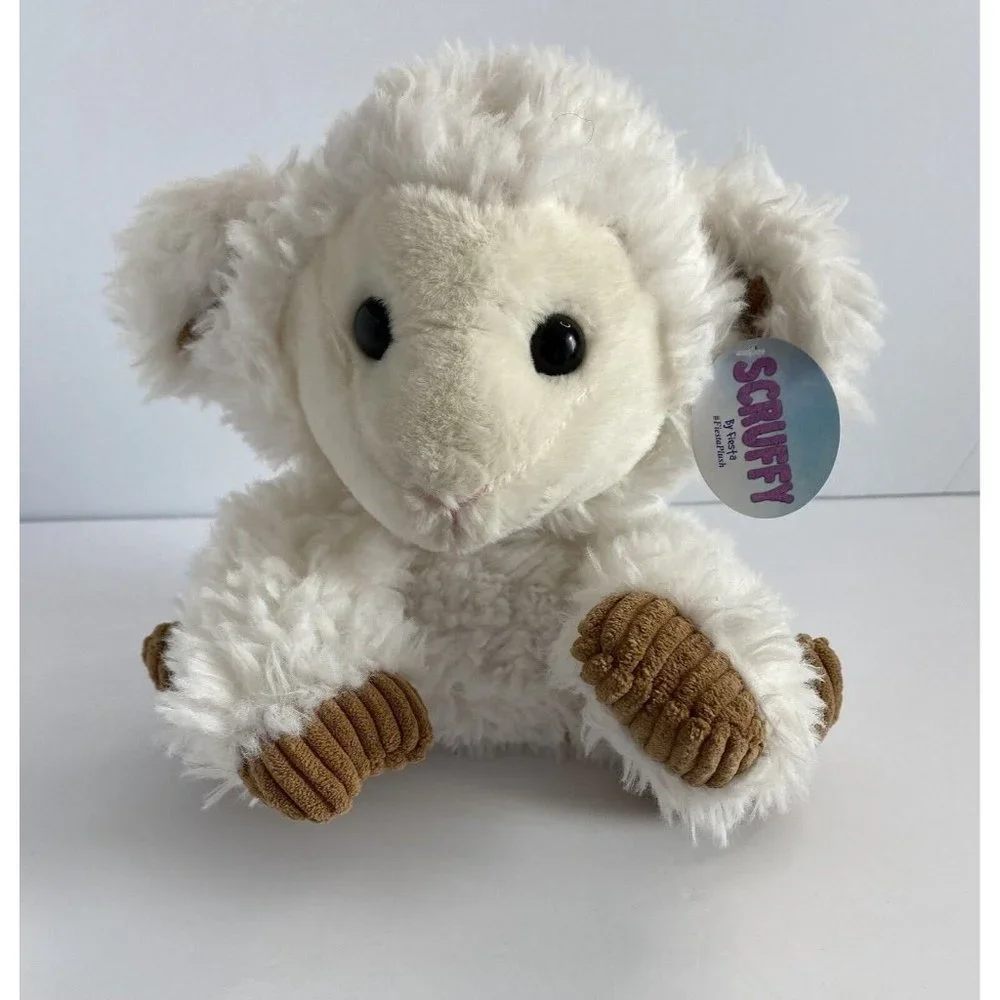 Fiesta Scruffy White Lamb Sheep Plush 9” Stuffed Animal Toy W/ Tag - Picture 1 of 6